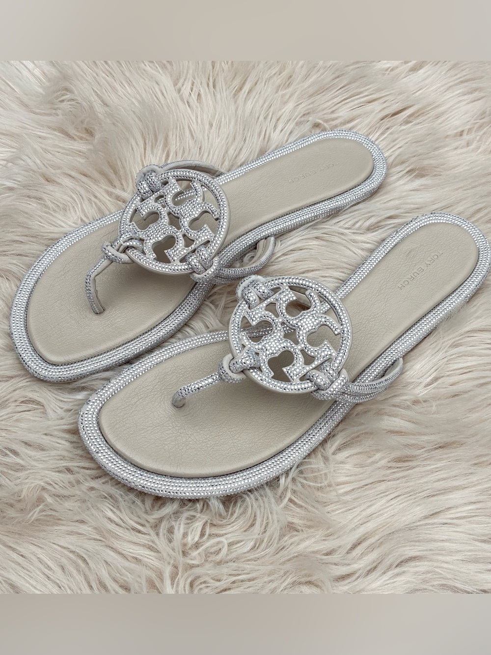 Tory Burch NWOT Miller Knotted Pave Sandals Women’s Sz 12 - Picture 5 of 9